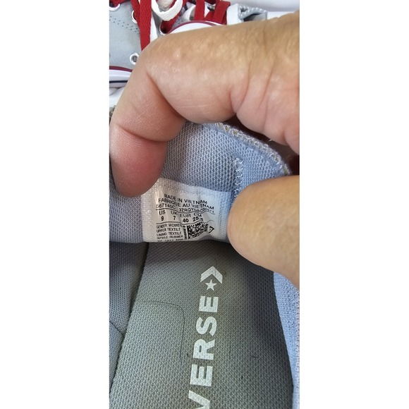 CONVERSE Double Upper Grey & White Sneakers Red And White Laces- Size 9 - Picture 10 of 11